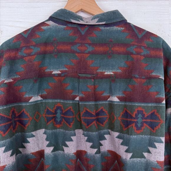 Cabelas Chamois Flannel Button Shirt Men 3XL Tall Southwestern Aztec Long Sleeve - Picture 7 of 14